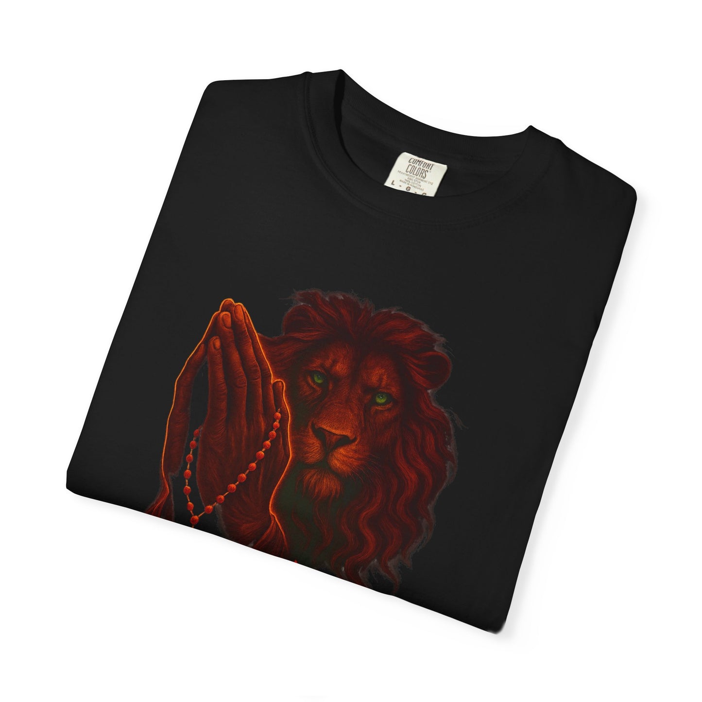 Prayer of a Lion Tee – Sacred Strength Edition Unisex Garment-Dyed T-Shirt - Lion & Cross Design