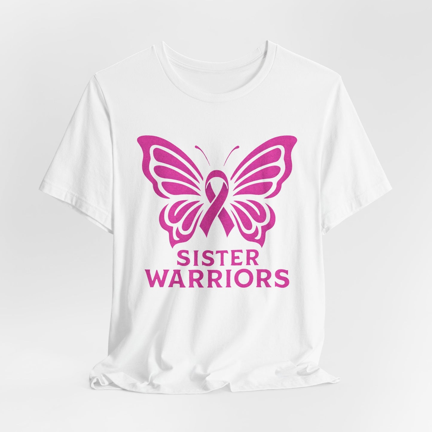 Breast Cancer Awareness Tee, Sister Warriors Shirt, Butterfly Graphic Tee, Support Breast Cancer Survivors, Gift for Her