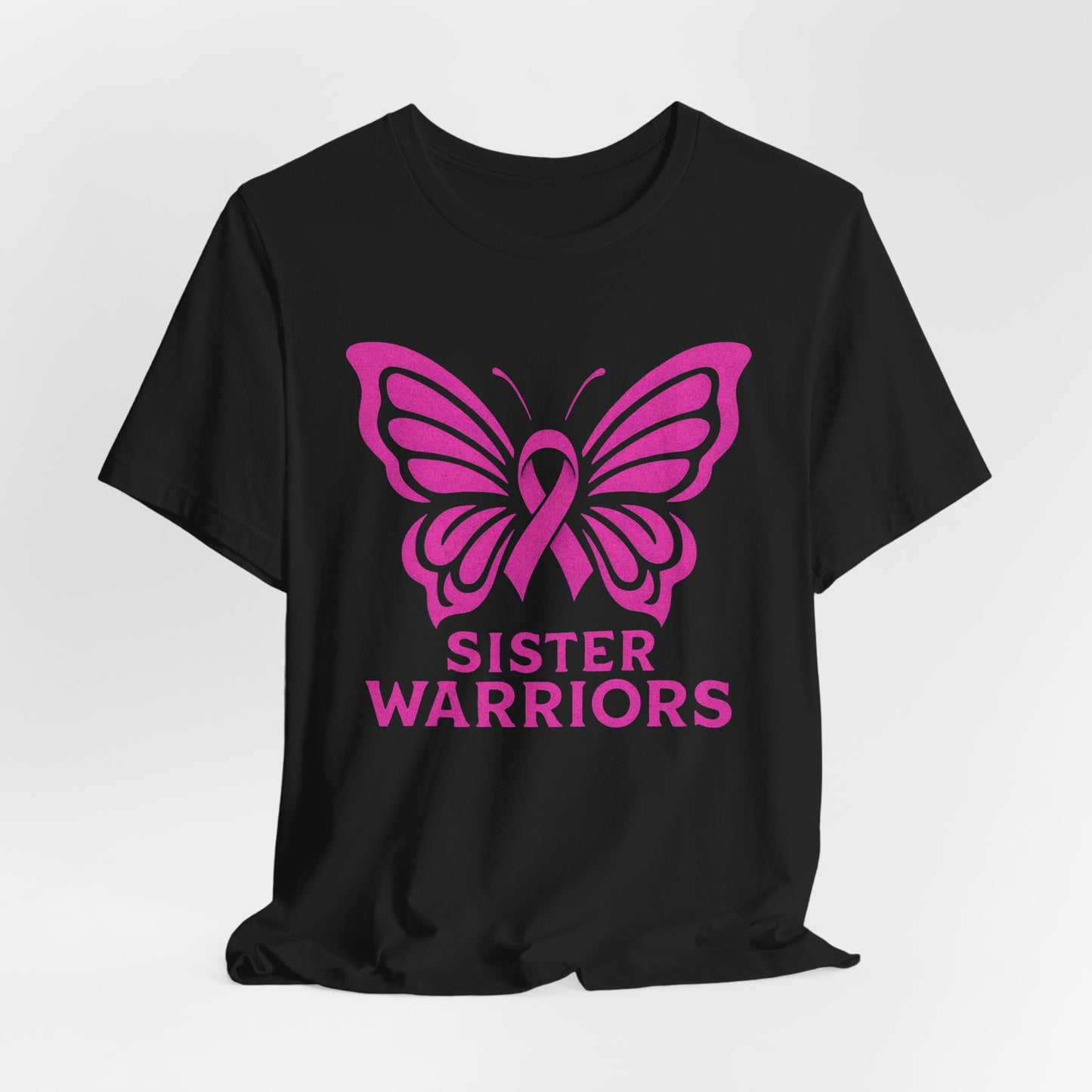 Breast Cancer Awareness Tee, Sister Warriors Shirt, Butterfly Graphic Tee, Support Breast Cancer Survivors, Gift for Her