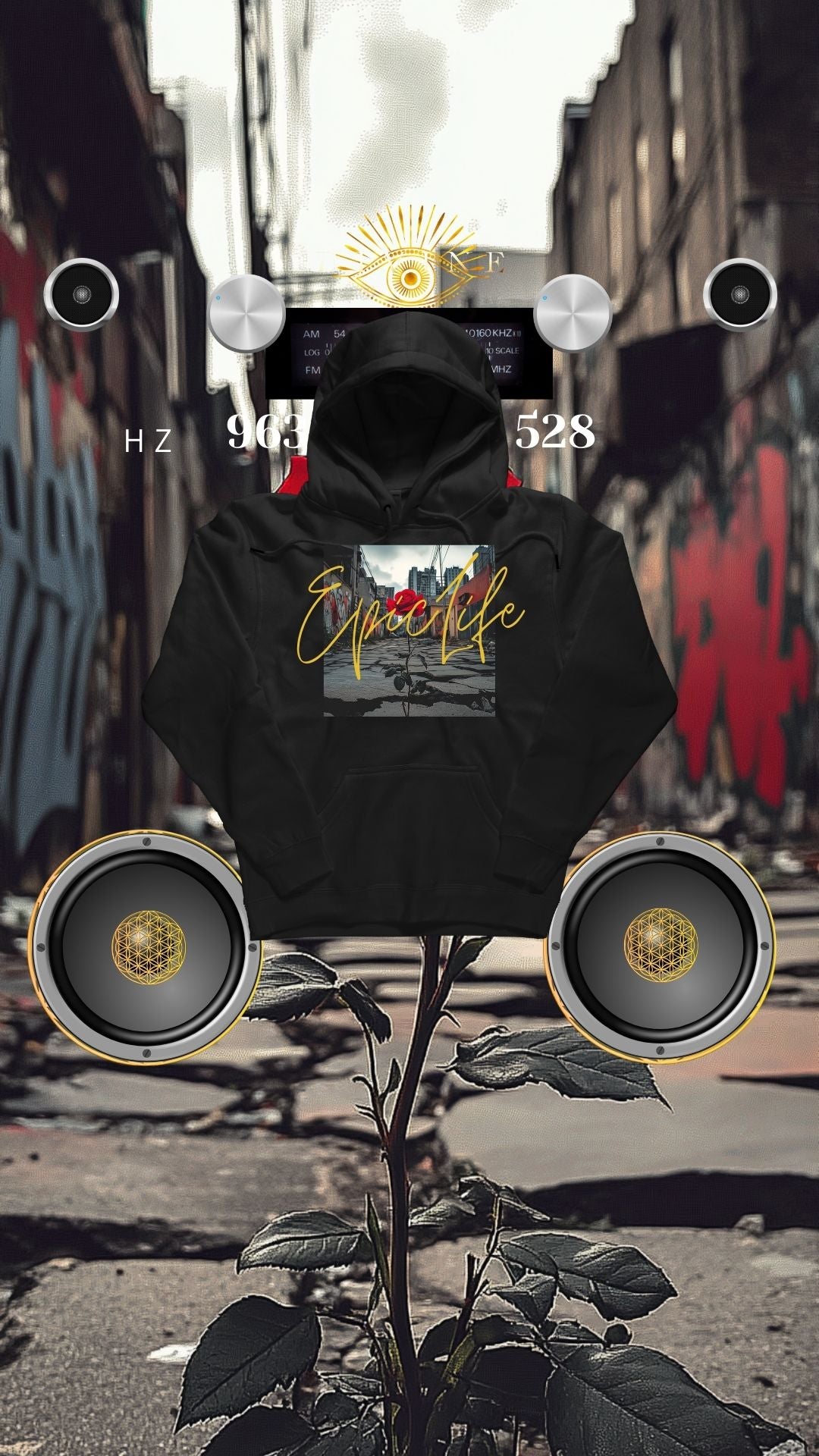 Hooded Sweatshirt - Epic Life Rose from Concrete Design