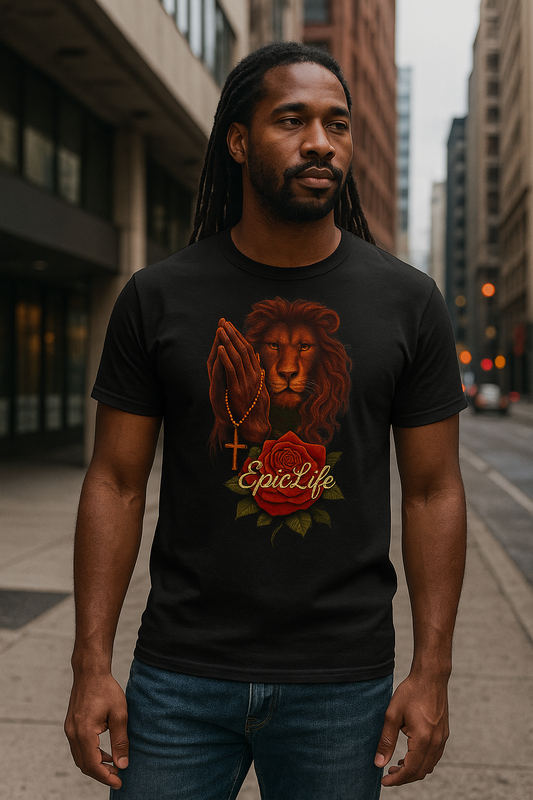 Prayer of a Lion Tee – Sacred Strength Edition Unisex Garment-Dyed T-Shirt - Lion & Cross Design
