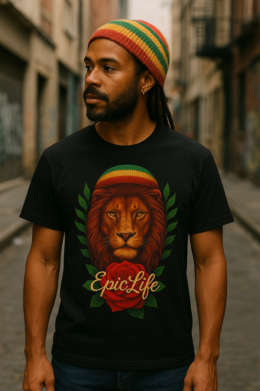 Rasta Lion King Tee – Lion Heart Edition T-Shirt - Unisex Garment-Dyed Tee for Nature Lovers