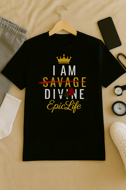 I Am ~Savage~ Divine Tee – Crowned with Purpose Unisex Garment-Dyed T-Shirt - Casual Wear, Trendy Graphic Tee