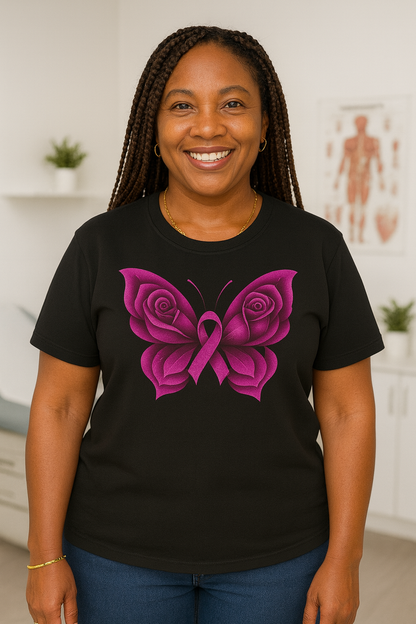 Breast Cancer Awareness Tee, Butterfly Graphic Shirt, Supportive Unisex T-Shirt, Gift for Her, Inspirational Clothing