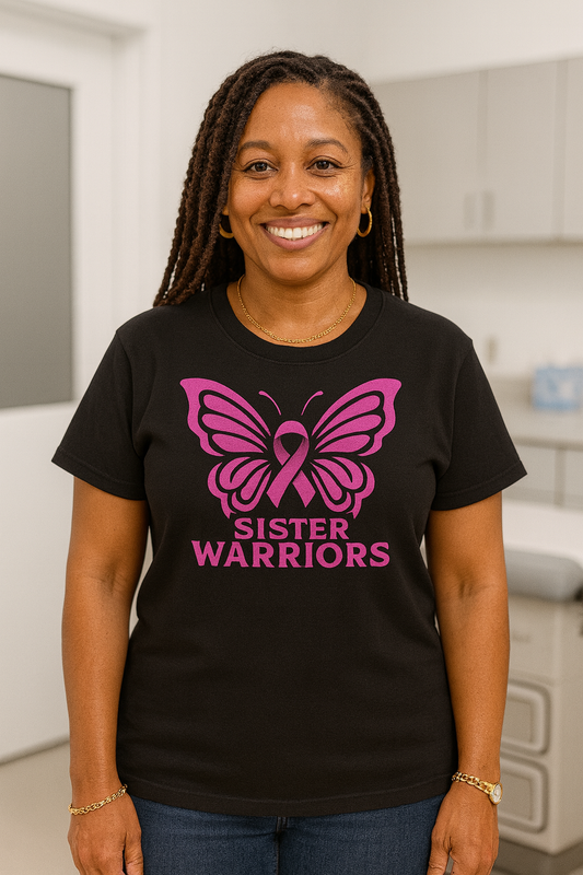 Breast Cancer Awareness Tee, Sister Warriors Shirt, Butterfly Graphic Tee, Support Breast Cancer Survivors, Gift for Her