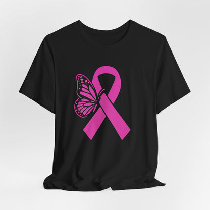 Breast Cancer Awareness Tee, Support Breast Cancer Research, Butterfly Design T-Shirt, Unisex Jersey Tee, Gift for Survivors, Hope and [...]