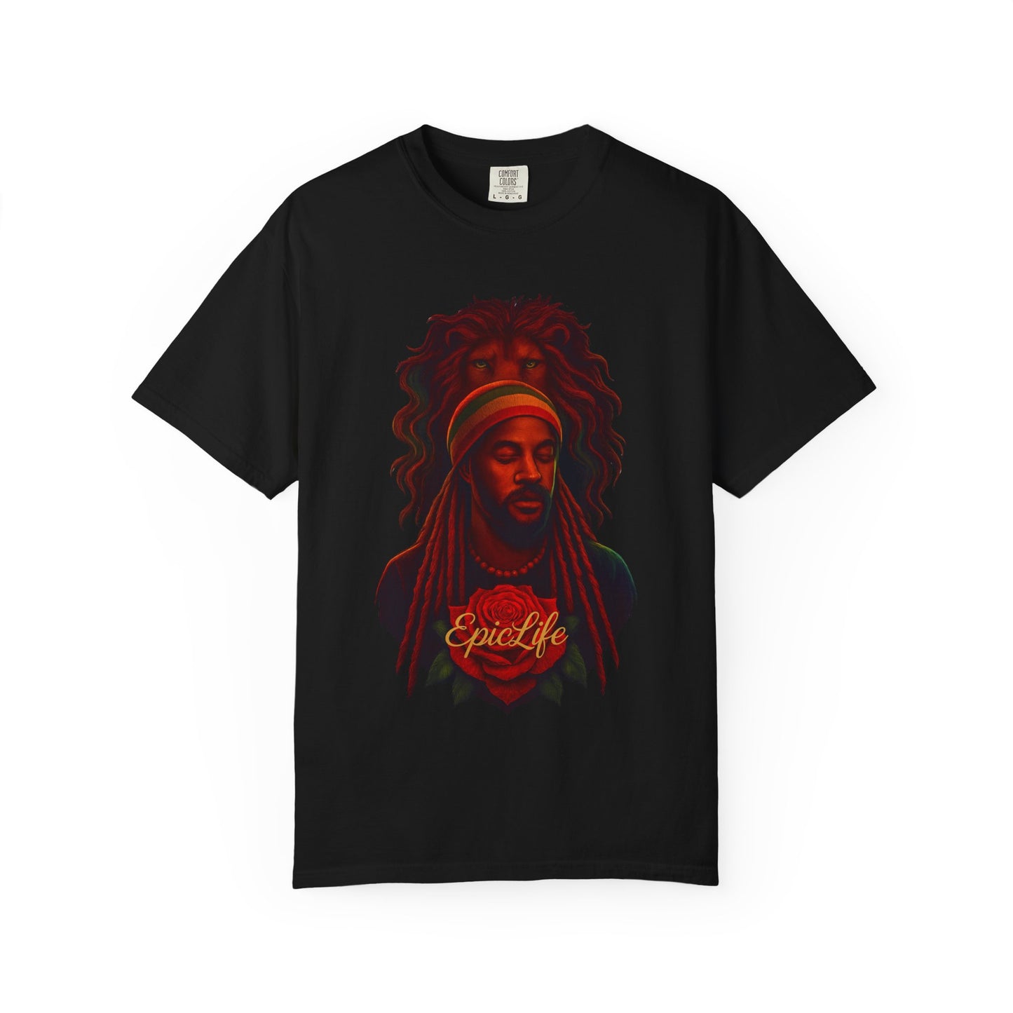 Lion Behind the Eyes Tee Unisex Garment-Dyed T-Shirt - Vibrant Lion & Artist Design