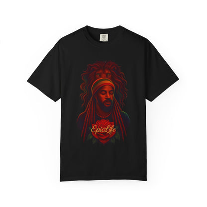 Lion Behind the Eyes Tee Unisex Garment-Dyed T-Shirt - Vibrant Lion & Artist Design